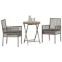 Set de Bistro de Jardín de 3 Piezas con Cojines Gris de Poliratán de , Sillas de jardín - Ref: Foro24-3334968, Precio: 163,16...