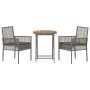 Set de Bistro de Jardín de 3 Piezas con Cojines Gris de Poliratán de , Sillas de jardín - Ref: Foro24-3334968, Precio: 163,16...