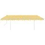 Toldo retráctil manual con postes amarillo y blanco 5x3,5 m de vidaXL, Toldos - Ref: Foro24-3070058, Precio: 493,05 €, Descue...