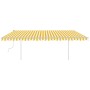 Toldo retráctil manual con postes amarillo y blanco 5x3,5 m de vidaXL, Toldos - Ref: Foro24-3070058, Precio: 501,46 €, Descue...