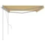 Toldo retráctil manual con postes amarillo y blanco 5x3,5 m de vidaXL, Toldos - Ref: Foro24-3070058, Precio: 493,05 €, Descue...