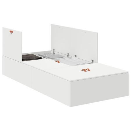 Estructura de cama de almacenamiento Blanca 100x200 cm de , Camas y somieres - Ref: Foro24-3335349, Precio: 221,49 €, Descuen...