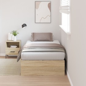 Estructura de cama de almacenamiento Roble Sonoma 100x200 cm de , Camas y somieres - Ref: Foro24-3335351, Precio: 204,14 €, D...