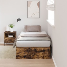 Estructura de cama de almacenamiento Roble Ahumado 100x200 cm de , Camas y somieres - Ref: Foro24-3335353, Precio: 215,48 €, ...