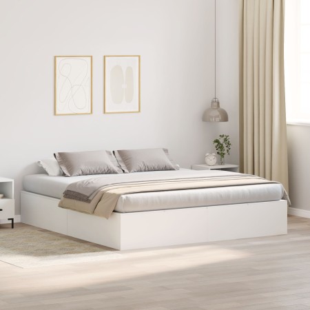 Marco de Cama Blanco Madera King Marco con Almacenamiento de , Camas y somieres - Ref: Foro24-3335357, Precio: 448,17 €, Desc...
