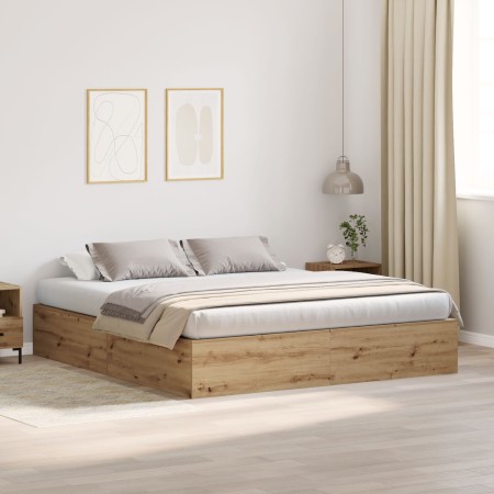 Base de Cama de Almacenamiento en Roble Artisan 200x200 cm de , Camas y somieres - Ref: Foro24-3335364, Precio: 443,33 €, Des...