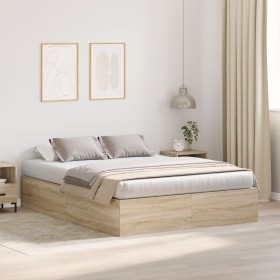 Estructura de cama Roble de Sonoma Madera elaborada Doble de , Camas y somieres - Ref: Foro24-3335375, Precio: 337,74 €, Desc...