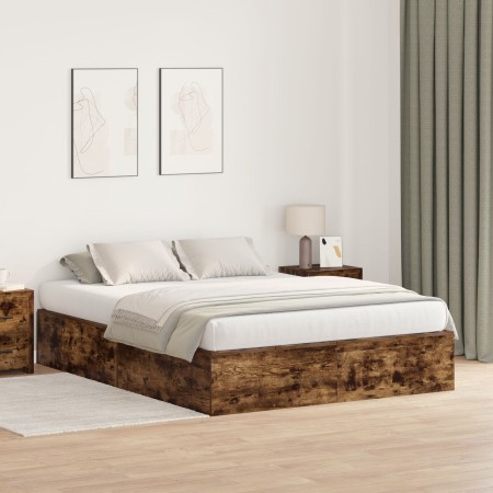 Estructura de Cama de Almacenamiento Roble Ahumado 150x200 cm de , Camas y somieres - Ref: Foro24-3335385, Precio: 406,44 €, ...
