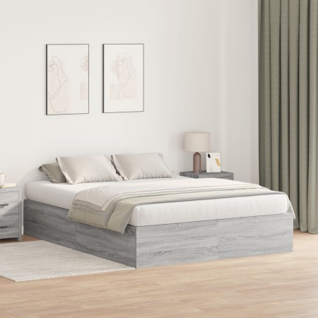 Armazón de cama Gris Sonoma Tablero de partículas Queen de , Camas y somieres - Ref: Foro24-3335386, Precio: 417,33 €, Descue...