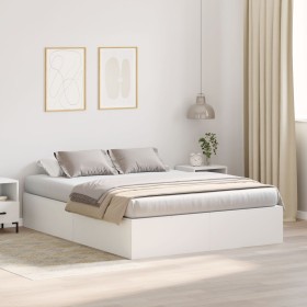 Marco de Cama Blanco MDF Doble Estándar Cama con Almacenamiento de , Camas y somieres - Ref: Foro24-3335389, Precio: 382,70 €...