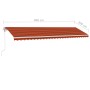 Toldo de pie automático naranja y marrón 600x300 cm de vidaXL, Toldos - Ref: Foro24-3069610, Precio: 631,87 €, Descuento: %