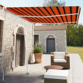 Toldo de pie manual retráctil naranja y marrón 350x250 cm de vidaXL, Toldos - Ref: Foro24-3069520, Precio: 497,81 €, Descuent...