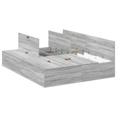 Estructura de Cama de Almacenamiento Gris Sonoma 160x200 cm de , Camas y somieres - Ref: Foro24-3335394, Precio: 382,70 €, De...