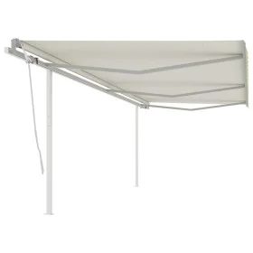 Toldo retráctil manual con postes crema 6x3,5 m de vidaXL, Toldos - Ref: Foro24-3070077, Precio: 690,45 €, Descuento: %