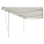 Toldo retráctil manual con postes crema 6x3,5 m de vidaXL, Toldos - Ref: Foro24-3070077, Precio: 690,45 €, Descuento: %