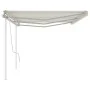 Toldo retráctil manual con postes crema 6x3,5 m de vidaXL, Toldos - Ref: Foro24-3070077, Precio: 690,45 €, Descuento: %