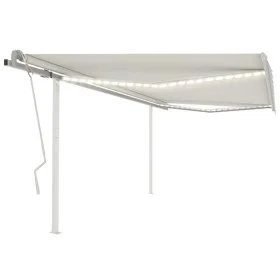 Manual retractable awning with cream LED 4x3.5 m by vidaXL, Awnings - Ref: Foro24-3070022, Price: 478,11 €, Discount: %