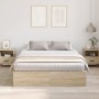Cama con Almacenamiento Roble Sonoma Madera elaborada 140 x 200 cm de , Camas y somieres - Ref: Foro24-3335431, Precio: 330,6...
