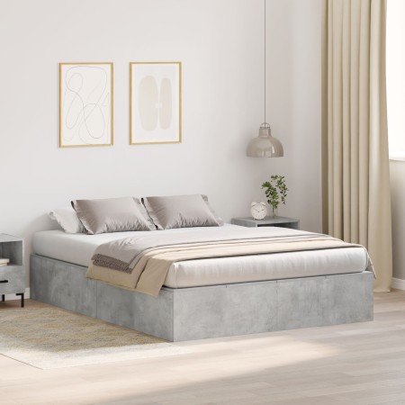 Estructura de Cama con Almacenamiento Gris Concreto 140x190 cm de , Camas y somieres - Ref: Foro24-3335432, Precio: 330,68 €,...