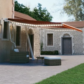 Toldo automático LED sensor de viento naranja marrón 450x300 cm de vidaXL, Toldos - Ref: Foro24-3069575, Precio: 716,27 €, De...