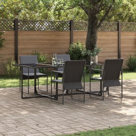 Set de Comedor de Jardín de 6 Piezas con Cojines de Acero y Textilene de , Conjuntos de jardín - Ref: Foro24-3335858, Precio:...