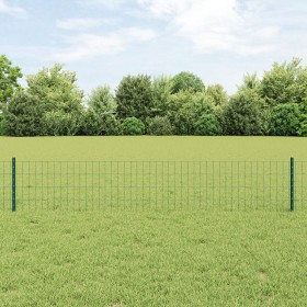 Valla Euro con 5 postes en U Verde 0.4x10 m Acero de , Postes de cerca - Ref: Foro24-3335980, Precio: 40,28 €, Descuento: %