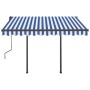 Toldo manual retráctil con postes azul y blanco 3x2,5 m de vidaXL, Toldos - Ref: Foro24-3070096, Precio: 346,74 €, Descuento: %