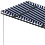 Toldo manual retráctil con postes azul y blanco 3x2,5 m de vidaXL, Toldos - Ref: Foro24-3070096, Precio: 301,83 €, Descuento: %