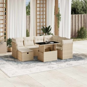 Set de sofás de jardín y cojines 8 piezas ratán sintético beige en Conjuntos de jardín | Comprar online en Foru.es