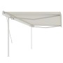 Toldo retráctil manual con postes crema 5x3,5 m de vidaXL, Toldos - Ref: Foro24-3070057, Precio: 505,67 €, Descuento: %
