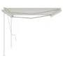 Toldo retráctil manual con postes crema 5x3,5 m de vidaXL, Toldos - Ref: Foro24-3070057, Precio: 497,35 €, Descuento: %