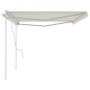 Toldo retráctil manual con postes crema 5x3,5 m de vidaXL, Toldos - Ref: Foro24-3070057, Precio: 505,67 €, Descuento: %