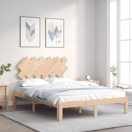 Estructura de cama con cabecero madera maciza 120x200 cm de vidaXL, Camas y somieres - Ref: Foro24-3193721, Precio: 116,93 €,...