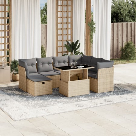 Set de sofás de jardín y cojines 8 piezas ratán sintético beige en Conjuntos de jardín | Comprar online en Foru.es