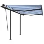 Toldo automático retráctil con postes azul y blanco 3x2,5 m de vidaXL, Toldos - Ref: Foro24-3070106, Precio: 409,63 €, Descue...