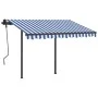 Toldo automático retráctil con postes azul y blanco 3x2,5 m de vidaXL, Toldos - Ref: Foro24-3070106, Precio: 409,63 €, Descue...