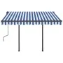 Toldo automático retráctil con postes azul y blanco 3x2,5 m de vidaXL, Toldos - Ref: Foro24-3070106, Precio: 409,63 €, Descue...