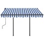 Toldo automático retráctil con postes azul y blanco 3x2,5 m de vidaXL, Toldos - Ref: Foro24-3070106, Precio: 432,94 €, Descue...