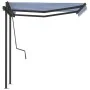 Toldo automático retráctil con postes azul y blanco 3x2,5 m de vidaXL, Toldos - Ref: Foro24-3070106, Precio: 409,63 €, Descue...