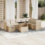 Set de sofás de jardín 9 pzas con cojines ratán sintético beige en Conjuntos de jardín | Comprar online en Foru.es
