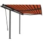 Toldo automático retráctil con postes naranja y marrón 3x2,5 m de vidaXL, Toldos - Ref: Foro24-3070110, Precio: 404,55 €, Des...
