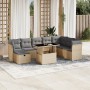 Set de sofás de jardín 9 pzas con cojines ratán sintético beige en Conjuntos de jardín | Comprar online en Foru.es