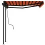 Toldo automático retráctil con postes naranja y marrón 3x2,5 m de vidaXL, Toldos - Ref: Foro24-3070110, Precio: 404,55 €, Des...