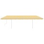 Toldo manual retráctil con postes amarillo y blanco 6x3,5 m de vidaXL, Toldos - Ref: Foro24-3070078, Precio: 683,12 €, Descue...
