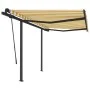Toldo automático retráctil con postes amarillo y blanco 3x2,5 m de vidaXL, Toldos - Ref: Foro24-3070108, Precio: 409,14 €, De...