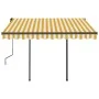 Toldo automático retráctil con postes amarillo y blanco 3x2,5 m de vidaXL, Toldos - Ref: Foro24-3070108, Precio: 409,14 €, De...
