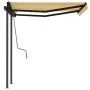 Toldo automático retráctil con postes amarillo y blanco 3x2,5 m de vidaXL, Toldos - Ref: Foro24-3070108, Precio: 409,14 €, De...