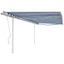 Toldo manual retráctil con postes azul y blanco 4x3 m de vidaXL, Toldos - Ref: Foro24-3069936, Precio: 580,70 €, Descuento: %