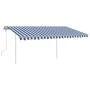 Toldo manual retráctil con postes azul y blanco 4x3 m de vidaXL, Toldos - Ref: Foro24-3069936, Precio: 580,70 €, Descuento: %