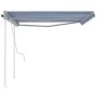 Toldo manual retráctil con postes azul y blanco 4x3 m de vidaXL, Toldos - Ref: Foro24-3069936, Precio: 580,70 €, Descuento: %